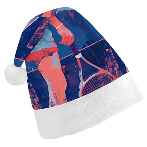 FZQVSGW Weihnachtsmützen für Erwachsene, Weihnachtsfest, Festliche Weihnachtsmützen für Männer und Frauen, Weihnachtsmann-Weihnachtsmütze mit Tennisschlägern, Nikolausmütze FZQVSGW Weihnachtsmützen für Erwachsene, Weihnachtsfest, Festliche Weihnachtsmützen für Männer und Frauen, Weihnachtsmann-Weihnachtsmütze mit Tennisschlägern, Nikolausmütze von FZQVSGW