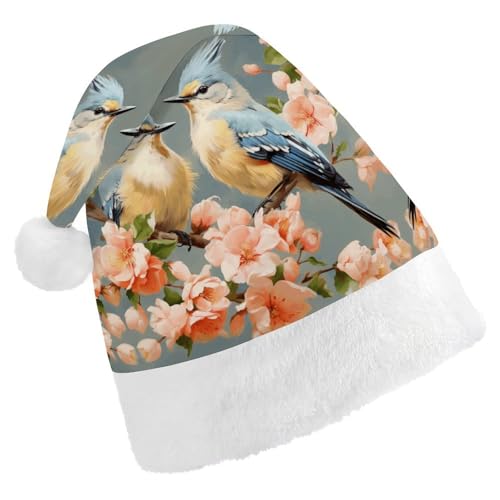 FZQVSGW Weihnachtsmützen für Erwachsene, Weihnachtsfest, Festliche Weihnachtsmützen für Männer und Frauen, Weihnachtsmannmütze, Blumen- und Vogelmalerei, Weihnachtsmannmütze FZQVSGW Weihnachtsmützen für Erwachsene, Weihnachtsfest, Festliche Weihnachtsmützen für Männer und Frauen, Weihnachtsmannmütze, Blumen- und Vogelmalerei, Weihnachtsmannmütze von FZQVSGW