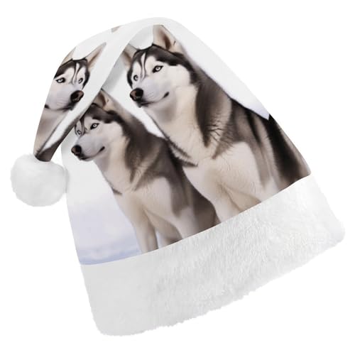 FZQVSGW Weihnachtsmützen für Erwachsene, Weihnachtsfest, Festliche Weihnachtsmützen für Männer und Frauen, Weihnachtsmannmütze, Husky, Hunde, Weihnachtsmannmütze FZQVSGW Weihnachtsmützen für Erwachsene, Weihnachtsfest, Festliche Weihnachtsmützen für Männer und Frauen, Weihnachtsmannmütze, Husky, Hunde, Weihnachtsmannmütze von FZQVSGW
