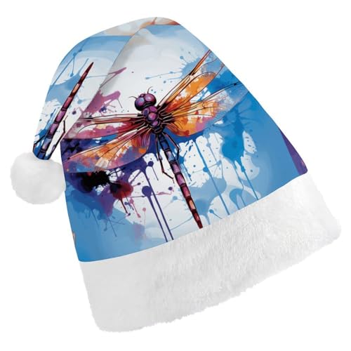 FZQVSGW Weihnachtsmützen für Erwachsene, Weihnachtsfest, Party, Geschenk, festliche Weihnachtsmützen für Männer und Frauen, Weihnachtsmann-Weihnachtsmütze, bunt, abstrakte Libelle, Weihnachtsmannmütze FZQVSGW Weihnachtsmützen für Erwachsene, Weihnachtsfest, Party, Geschenk, festliche Weihnachtsmützen für Männer und Frauen, Weihnachtsmann-Weihnachtsmütze, bunt, abstrakte Libelle, Weihnachtsmannmütze von FZQVSGW