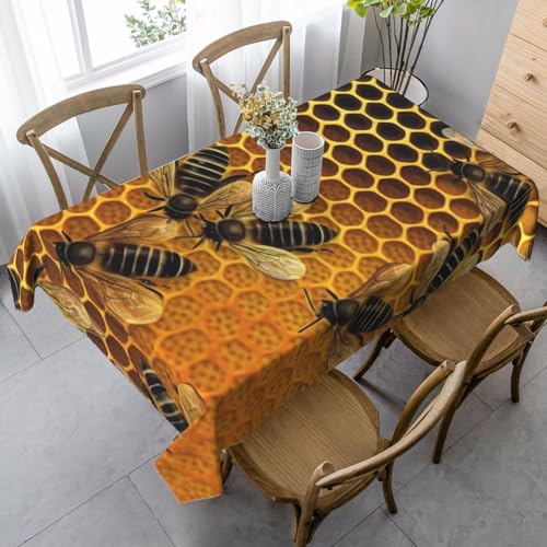 FZQVSLCM Tischdecke für rechteckige Tische, wasserdicht, Bienen auf Bienenstock, knitterfrei, Bauernhaus-Esstischabdeckung, robuster Stoff, Tischdecke für drinnen und draußen, 140 x 89 cm FZQVSLCM Tischdecke für rechteckige Tische, wasserdicht, Bienen auf Bienenstock, knitterfrei, Bauernhaus-Esstischabdeckung, robuster Stoff, Tischdecke für drinnen und draußen, 140 x 89 cm von FZQVSLCM