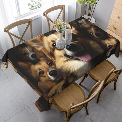FZQVSLCM Tischdecke für rechteckige Tische, wasserdicht, Corgi-Bilder, knitterfrei, Bauernhaus-Esstischabdeckung, robuster Stoff, Tischdecke für drinnen und draußen, 140 x 89 cm FZQVSLCM Tischdecke für rechteckige Tische, wasserdicht, Corgi-Bilder, knitterfrei, Bauernhaus-Esstischabdeckung, robuster Stoff, Tischdecke für drinnen und draußen, 140 x 89 cm von FZQVSLCM