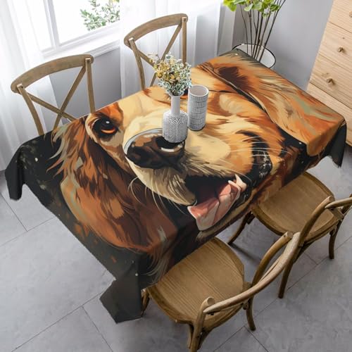 FZQVSLCM Tischdecke für rechteckige Tische, wasserdicht, Golden Retriever, knitterfrei, Bauernhaus-Esstischabdeckung, robuster Stoff, Tischdecke für drinnen und draußen, 140 x 89 cm FZQVSLCM Tischdecke für rechteckige Tische, wasserdicht, Golden Retriever, knitterfrei, Bauernhaus-Esstischabdeckung, robuster Stoff, Tischdecke für drinnen und draußen, 140 x 89 cm von FZQVSLCM