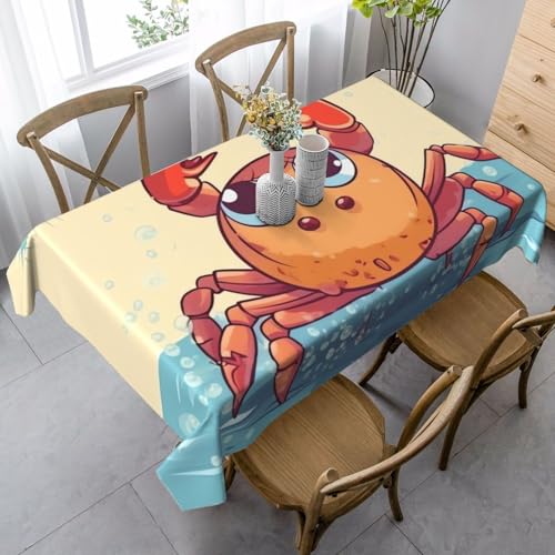 FZQVSLCM Tischdecke für rechteckige Tische, wasserdicht, Sommer-Cartoon-Krabbe, knitterfrei, Bauernhaus-Esstischabdeckung, robuster Stoff, Tischdecke für drinnen und draußen, 140 x 89 cm FZQVSLCM Tischdecke für rechteckige Tische, wasserdicht, Sommer-Cartoon-Krabbe, knitterfrei, Bauernhaus-Esstischabdeckung, robuster Stoff, Tischdecke für drinnen und draußen, 140 x 89 cm von FZQVSLCM