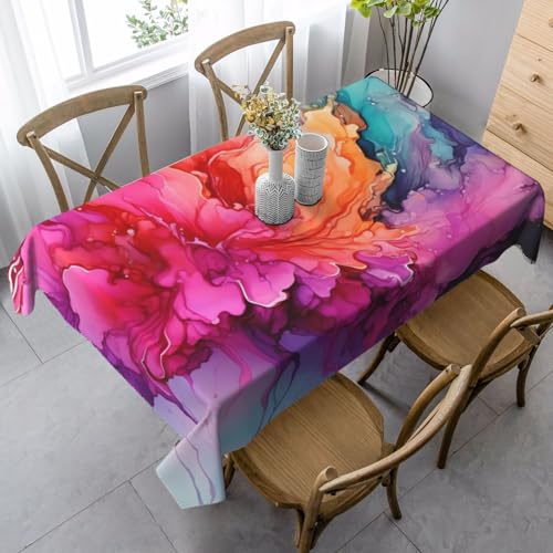 FZQVSLCM Tischdecke für rechteckige Tische, wasserdicht, bunt, Aquarellmalerei, knitterfrei, Bauernhaus-Esstischabdeckung, robuster Stoff, Tischdecke für drinnen und draußen, 140 x 89 cm FZQVSLCM Tischdecke für rechteckige Tische, wasserdicht, bunt, Aquarellmalerei, knitterfrei, Bauernhaus-Esstischabdeckung, robuster Stoff, Tischdecke für drinnen und draußen, 140 x 89 cm von FZQVSLCM
