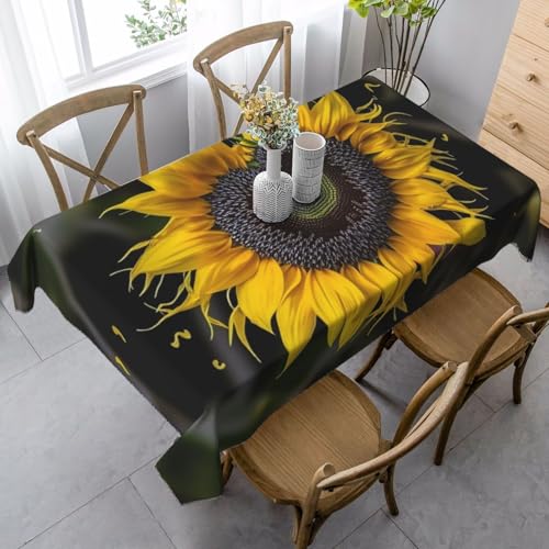 FZQVSLCM Tischdecke für rechteckige Tische, wasserdicht, herzförmige Sonnenblume, knitterfrei, Bauernhaus-Esstischabdeckung, robuster Stoff, Tischdecke für drinnen und draußen, 140 x 89 cm FZQVSLCM Tischdecke für rechteckige Tische, wasserdicht, herzförmige Sonnenblume, knitterfrei, Bauernhaus-Esstischabdeckung, robuster Stoff, Tischdecke für drinnen und draußen, 140 x 89 cm von FZQVSLCM