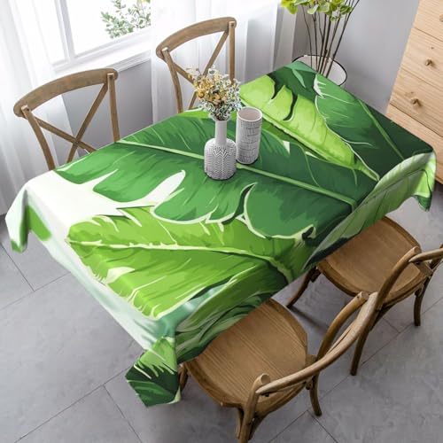 FZQVSLCM Tischdecke für rechteckige Tische, wasserdicht, niedliche Bananenblätter, knitterfrei, Bauernhaus-Esstischabdeckung, robuster Stoff, Tischdecke für drinnen und draußen, 140 x 89 cm FZQVSLCM Tischdecke für rechteckige Tische, wasserdicht, niedliche Bananenblätter, knitterfrei, Bauernhaus-Esstischabdeckung, robuster Stoff, Tischdecke für drinnen und draußen, 140 x 89 cm von FZQVSLCM