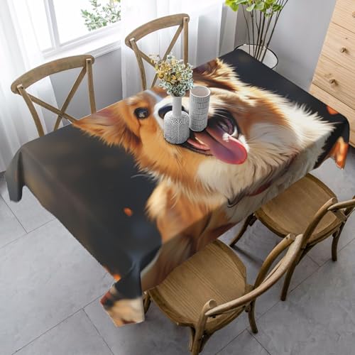 FZQVSLCM Tischdecke für rechteckige Tische, wasserdicht, niedlicher Corgi-Hund, knitterfrei, Bauernhaus-Esstischabdeckung, robuster Stoff, Tischdecke für drinnen und draußen, 140 x 89 cm FZQVSLCM Tischdecke für rechteckige Tische, wasserdicht, niedlicher Corgi-Hund, knitterfrei, Bauernhaus-Esstischabdeckung, robuster Stoff, Tischdecke für drinnen und draußen, 140 x 89 cm von FZQVSLCM