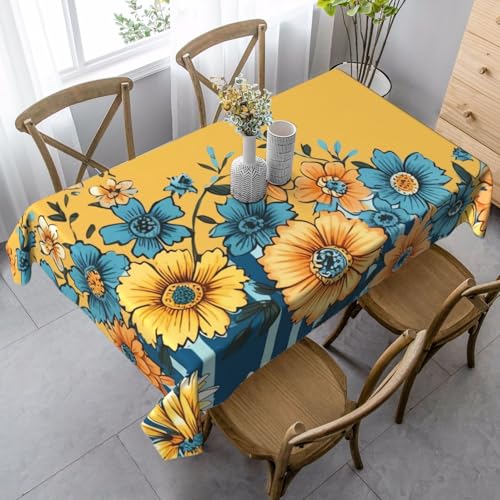 FZQVSLCM Tischdecken für rechteckige Tische, wasserdicht, Blumenmuster, knitterfrei, Bauernhaus-Esstischabdeckung, robuster Stoff, Tischdecke für drinnen und draußen, 140 x 89 cm, Gelb und Blau FZQVSLCM Tischdecken für rechteckige Tische, wasserdicht, Blumenmuster, knitterfrei, Bauernhaus-Esstischabdeckung, robuster Stoff, Tischdecke für drinnen und draußen, 140 x 89 cm, Gelb und Blau von FZQVSLCM
