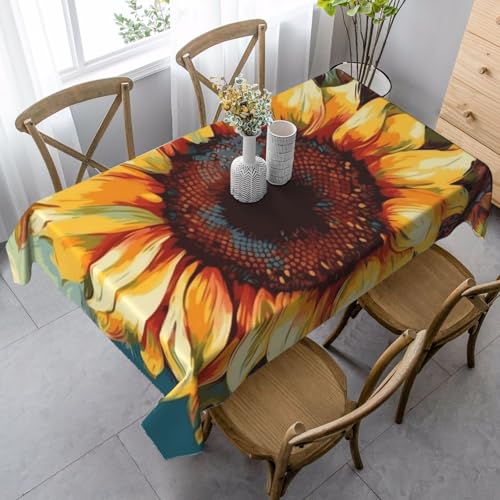 FZQVSLCM Tischdecken für rechteckige Tische, wasserdicht, Farbmalerei, Sonnenblume, knitterfrei, Bauernhaus-Esstischabdeckung, robuster Stoff, Tischdecke für drinnen und draußen, 140 x 89 cm FZQVSLCM Tischdecken für rechteckige Tische, wasserdicht, Farbmalerei, Sonnenblume, knitterfrei, Bauernhaus-Esstischabdeckung, robuster Stoff, Tischdecke für drinnen und draußen, 140 x 89 cm von FZQVSLCM