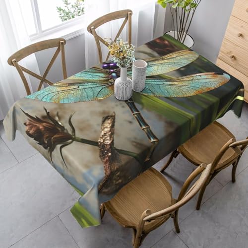 FZQVSLCM Tischdecken für rechteckige Tische, wasserdicht, Motiv: tanzende Libelle, knitterfrei, Bauernhaus-Esstischabdeckung, robuster Stoff, Tischdecke für drinnen und draußen, 140 x 89 cm FZQVSLCM Tischdecken für rechteckige Tische, wasserdicht, Motiv: tanzende Libelle, knitterfrei, Bauernhaus-Esstischabdeckung, robuster Stoff, Tischdecke für drinnen und draußen, 140 x 89 cm von FZQVSLCM