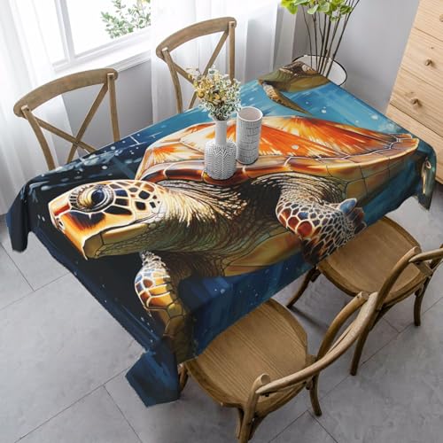 FZQVSLCM Tischdecken für rechteckige Tische, wasserdicht, Schildkröte, schwimmen im Meer, knitterfrei, Bauernhaus-Esstischabdeckung, robuster Stoff, Tischdecke für drinnen und draußen, 140 x 89 cm FZQVSLCM Tischdecken für rechteckige Tische, wasserdicht, Schildkröte, schwimmen im Meer, knitterfrei, Bauernhaus-Esstischabdeckung, robuster Stoff, Tischdecke für drinnen und draußen, 140 x 89 cm von FZQVSLCM