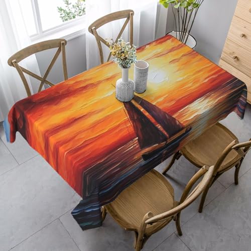 FZQVSLCM Tischdecken für rechteckige Tische, wasserdicht, Sonnenuntergang, Segelboot, knitterfrei, Bauernhaus-Esstischabdeckung, robuster Stoff, Tischdecke für drinnen und draußen, 140 x 89 cm FZQVSLCM Tischdecken für rechteckige Tische, wasserdicht, Sonnenuntergang, Segelboot, knitterfrei, Bauernhaus-Esstischabdeckung, robuster Stoff, Tischdecke für drinnen und draußen, 140 x 89 cm von FZQVSLCM