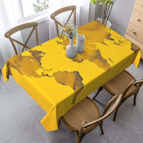 FZQVSLCM Tischdecken für rechteckige Tische, wasserdicht, Weltkarte, knitterfrei, Bauernhaus-Esstischabdeckung, robuster Stoff, Tischdecke für drinnen und draußen, 140 x 89 cm, Gelb FZQVSLCM Tischdecken für rechteckige Tische, wasserdicht, Weltkarte, knitterfrei, Bauernhaus-Esstischabdeckung, robuster Stoff, Tischdecke für drinnen und draußen, 140 x 89 cm, Gelb von FZQVSLCM