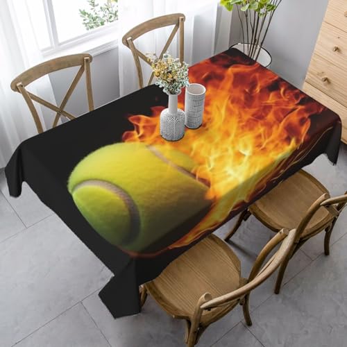 FZQVSLCM Tischdecken für rechteckige Tische, wasserdicht, brennendes Tennisbild, knitterfrei, Bauernhaus-Esstischabdeckung, robuster Stoff, Tischdecke für drinnen und draußen, 140 x 89 cm FZQVSLCM Tischdecken für rechteckige Tische, wasserdicht, brennendes Tennisbild, knitterfrei, Bauernhaus-Esstischabdeckung, robuster Stoff, Tischdecke für drinnen und draußen, 140 x 89 cm von FZQVSLCM