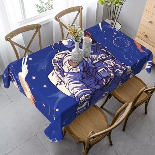 FZQVSLCM Tischdecken für rechteckige Tische, wasserdicht, schwarzer Astronaut auf Blau, knitterfrei, Bauernhaus-Esstischabdeckung, robuster Stoff, Tischdecke für drinnen und draußen, 140 x 89 cm FZQVSLCM Tischdecken für rechteckige Tische, wasserdicht, schwarzer Astronaut auf Blau, knitterfrei, Bauernhaus-Esstischabdeckung, robuster Stoff, Tischdecke für drinnen und draußen, 140 x 89 cm von FZQVSLCM