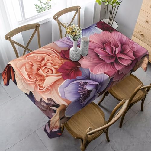 FZQVSLCM Tischdecken für rechteckige Tische, wasserdicht, violette und karminrote Blumen, knitterfrei, Bauernhaus-Esstischabdeckung, robuster Stoff, Tischdecke für drinnen und draußen, 140 x 90 cm FZQVSLCM Tischdecken für rechteckige Tische, wasserdicht, violette und karminrote Blumen, knitterfrei, Bauernhaus-Esstischabdeckung, robuster Stoff, Tischdecke für drinnen und draußen, 140 x 90 cm von FZQVSLCM