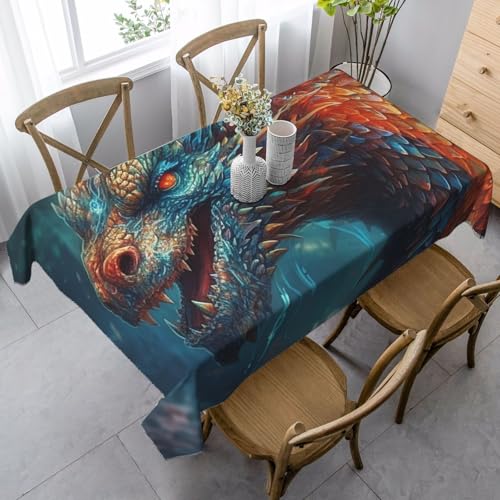 FZQVSLCM Tischdecken für rechteckige Tische, wasserdichte Tischdecke, Drachenkunst, knitterfrei, Bauernhaus-Esstischdecke, robuster Stoff, Tischdecke für drinnen und draußen, 140 x 89 cm FZQVSLCM Tischdecken für rechteckige Tische, wasserdichte Tischdecke, Drachenkunst, knitterfrei, Bauernhaus-Esstischdecke, robuster Stoff, Tischdecke für drinnen und draußen, 140 x 89 cm von FZQVSLCM