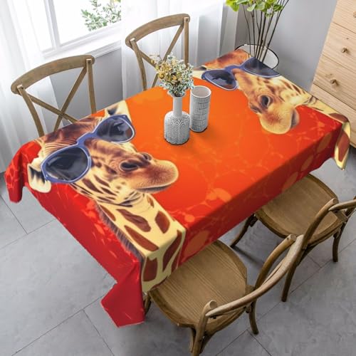 FZQVSLCM Tischdecken für rechteckige Tische, wasserdichte Tischdecke, Giraffe mit Sonnenbrille, knitterfrei, Bauernhaus-Esstischabdeckung, robuster Stoff, Tischdecke für drinnen und draußen, 140 x 89 FZQVSLCM Tischdecken für rechteckige Tische, wasserdichte Tischdecke, Giraffe mit Sonnenbrille, knitterfrei, Bauernhaus-Esstischabdeckung, robuster Stoff, Tischdecke für drinnen und draußen, 140 x 89 von FZQVSLCM