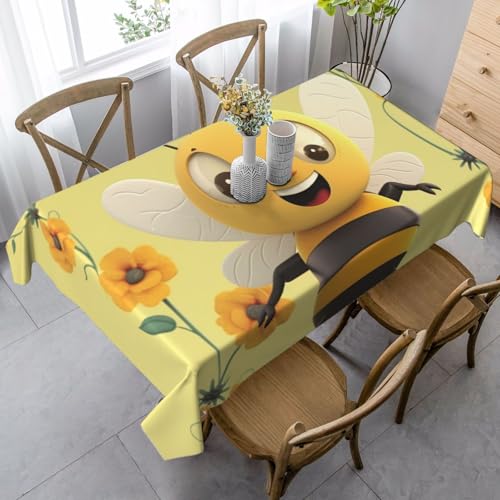 FZQVSLCM Tischdecken für rechteckige Tische, wasserdichte Tischdecke, Happy Bee, knitterfrei, Bauernhaus-Esstischabdeckung, robuster Stoff, Tischdecke für drinnen und draußen, 140 x 89 cm FZQVSLCM Tischdecken für rechteckige Tische, wasserdichte Tischdecke, Happy Bee, knitterfrei, Bauernhaus-Esstischabdeckung, robuster Stoff, Tischdecke für drinnen und draußen, 140 x 89 cm von FZQVSLCM
