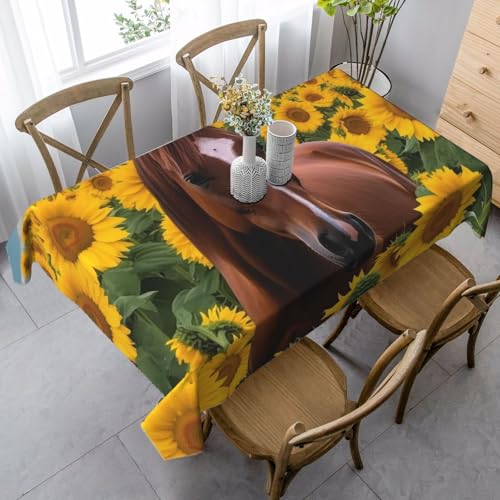 FZQVSLCM Tischdecken für rechteckige Tische, wasserdichte Tischdecke, Pferd und Sonnenblume, knitterfrei, Bauernhaus-Esstischdecke, robuster Stoff, Tischdecke für drinnen und draußen, 140 x 89 cm FZQVSLCM Tischdecken für rechteckige Tische, wasserdichte Tischdecke, Pferd und Sonnenblume, knitterfrei, Bauernhaus-Esstischdecke, robuster Stoff, Tischdecke für drinnen und draußen, 140 x 89 cm von FZQVSLCM