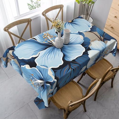 FZQVSLCM Tischdecken für rechteckige Tische, wasserdichte Tischdecke, blaue Hibiskusblüte, knitterfrei, Bauernhaus-Esstischdecke, robuster Stoff, Tischdecke für drinnen und draußen, 140 x 89 cm FZQVSLCM Tischdecken für rechteckige Tische, wasserdichte Tischdecke, blaue Hibiskusblüte, knitterfrei, Bauernhaus-Esstischdecke, robuster Stoff, Tischdecke für drinnen und draußen, 140 x 89 cm von FZQVSLCM