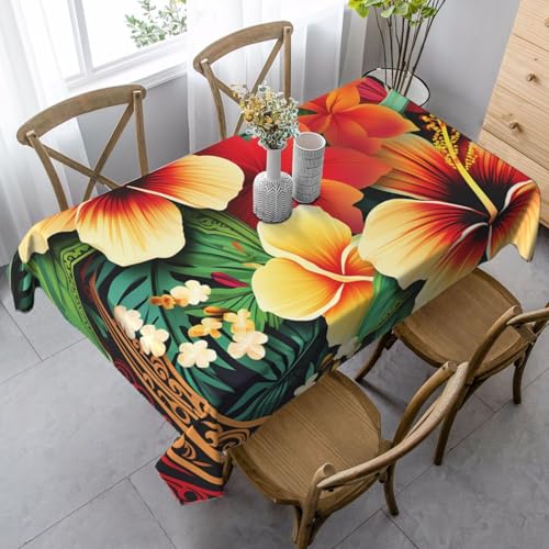FZQVSLCM Tischdecken für rechteckige Tische, wasserdichte Tischdecke, hawaiianischer Stil, Druckmuster, knitterfrei, Bauernhaus-Esstischdecke, robuster Stoff, Tischdecke für drinnen und draußen, 140 x von FZQVSLCM