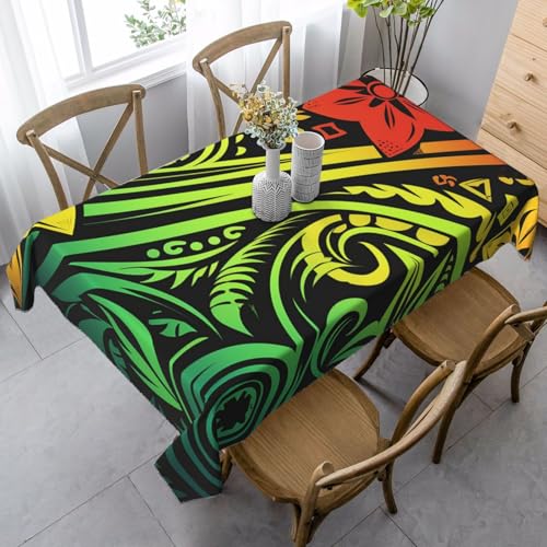 FZQVSLCM Tischdecken für rechteckige Tische, wasserdichte Tischdecke, hawaiianischer Tribal-Stil, knitterfrei, Bauernhaus-Esstischdecke, robuster Stoff, Tischdecke für drinnen und draußen, 140 x 89 cm von FZQVSLCM