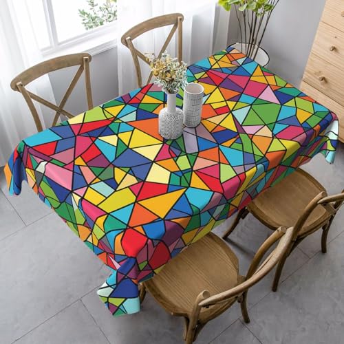 FZQVSLCM Tischdecken für rechteckige Tische, wasserdichte Tischdecke, helle geometrische Formen, knitterfrei, Bauernhaus-Esstischabdeckung, robuster Stoff, Tischdecke für drinnen und draußen, 140 x 89 FZQVSLCM Tischdecken für rechteckige Tische, wasserdichte Tischdecke, helle geometrische Formen, knitterfrei, Bauernhaus-Esstischabdeckung, robuster Stoff, Tischdecke für drinnen und draußen, 140 x 89 von FZQVSLCM