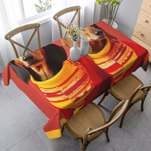 FZQVSLCM Tischdecken für rechteckige Tische, wasserdichte Tischdecke, niedlicher Dackel, knitterfrei, Bauernhaus-Esstischdecke, robuster Stoff, Tischdecke für drinnen und draußen, 140 x 89 cm FZQVSLCM Tischdecken für rechteckige Tische, wasserdichte Tischdecke, niedlicher Dackel, knitterfrei, Bauernhaus-Esstischdecke, robuster Stoff, Tischdecke für drinnen und draußen, 140 x 89 cm von FZQVSLCM