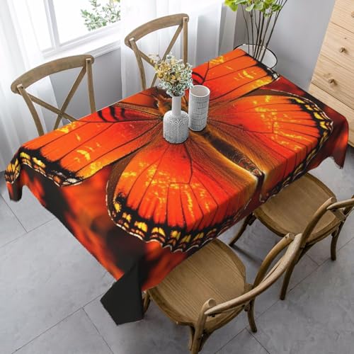 FZQVSLCM Tischdecken für rechteckige Tische, wasserdichte Tischdecke, orangefarbener Schmetterling, knitterfrei, Bauernhaus-Esstischdecke, robuster Stoff, Tischdecke für drinnen und draußen, 140 x 89 FZQVSLCM Tischdecken für rechteckige Tische, wasserdichte Tischdecke, orangefarbener Schmetterling, knitterfrei, Bauernhaus-Esstischdecke, robuster Stoff, Tischdecke für drinnen und draußen, 140 x 89 von FZQVSLCM
