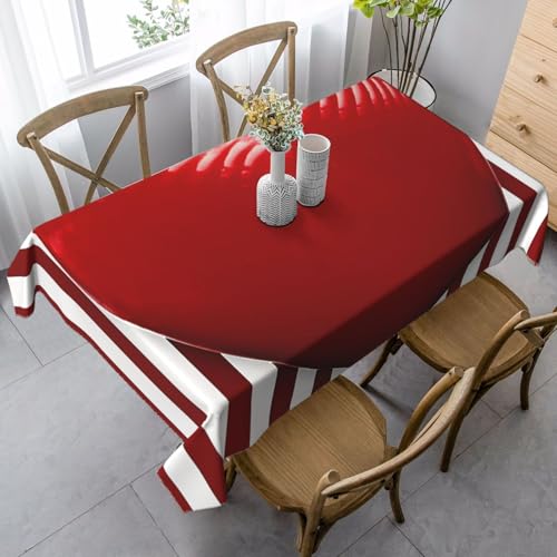 FZQVSLCM Tischdecken für rechteckige Tische, wasserdichte Tischdecke, rot und weiß gestreiftes Herz, knitterfrei, Bauernhaus-Esstischdecke, robuster Stoff, Tischdecke für drinnen und draußen, 140 x 89 FZQVSLCM Tischdecken für rechteckige Tische, wasserdichte Tischdecke, rot und weiß gestreiftes Herz, knitterfrei, Bauernhaus-Esstischdecke, robuster Stoff, Tischdecke für drinnen und draußen, 140 x 89 von FZQVSLCM