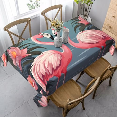 FZQVSLCM Tischdecken für rechteckige Tische, wasserdichte Tischdecke, tropische Flamingos, knitterfrei, Bauernhaus-Esstischdecke, robuster Stoff, Tischdecke für drinnen und draußen, 140 x 89 cm FZQVSLCM Tischdecken für rechteckige Tische, wasserdichte Tischdecke, tropische Flamingos, knitterfrei, Bauernhaus-Esstischdecke, robuster Stoff, Tischdecke für drinnen und draußen, 140 x 89 cm von FZQVSLCM