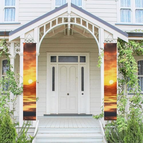 Türbanner Veranda-Schild für Tür, Wandbehang, Banner, Leuchtturm im Sonnenuntergang, dekorative Flagge, Frühlingsveranda, Banner, Fotohintergrund, Willkommens-Türabdeckung, Wandhintergrund, 2 Stück Türbanner Veranda-Schild für Tür, Wandbehang, Banner, Leuchtturm im Sonnenuntergang, dekorative Flagge, Frühlingsveranda, Banner, Fotohintergrund, Willkommens-Türabdeckung, Wandhintergrund, 2 Stück von FZQVSLCM