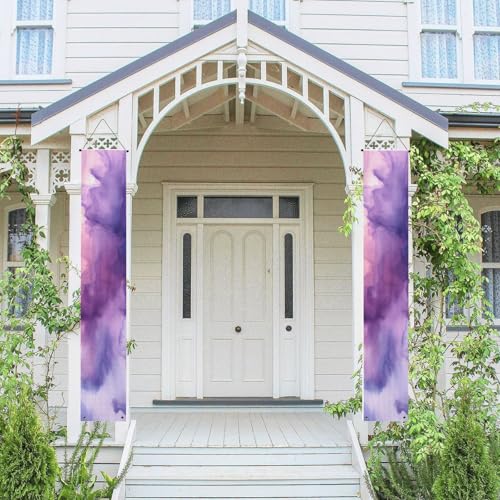 Türbanner Veranda-Schild für Tür, Wandbehang, Banner, abstraktes Aquarell-Violett, Türschild, dekorative Flagge, Frühlingsveranda, Banner, Fotohintergrund, Willkommens-Türabdeckung, Wandhintergrund, 2 Türbanner Veranda-Schild für Tür, Wandbehang, Banner, abstraktes Aquarell-Violett, Türschild, dekorative Flagge, Frühlingsveranda, Banner, Fotohintergrund, Willkommens-Türabdeckung, Wandhintergrund, 2 von FZQVSLCM