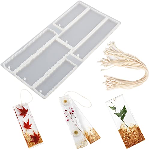 Epoxidharz formen silikon，resin silikonform，epoxidharz Set Formen,silikon gießform, epoxy Resin，enthält 6 Arten von Lesezeichenformen und 20 Seile ， für DIY Lesezeichen von FZSECRIU