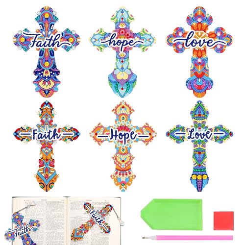 FZSECRIU 6 Stück lesezeichen basteln，diamond painting kinder,diamond painting lesezeichen erwachsene，bastelset mädchen 8 jahre von FZSECRIU