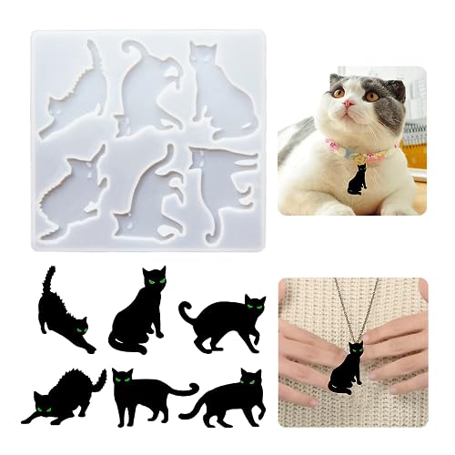 epoxidharz set anfänger Katzen Gießformen Für Beton Katzenanhänger Epoxidharz Formen Halloween-Katze DIY Resin Silikonform Silikonformen Für Beton，Silikonformen Harz-Anhänger von FZSECRIU