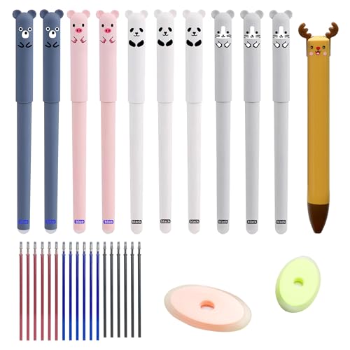 Radierbarer Kugelschreiber,10 Stück Tintenroller Radierbar Mit 18 Nachfüllungen und Exquisitem Zubehör, Mit 2 Cartoon-Radierstift, Adierbares Stift-Set für Studenten, Geschenk, Schule, Bürobedarf Radierbarer Kugelschreiber,10 Stück Tintenroller Radierbar Mit 18 Nachfüllungen und Exquisitem Zubehör, Mit 2 Cartoon-Radierstift, Adierbares Stift-Set für Studenten, Geschenk, Schule, Bürobedarf von FZSECRIU