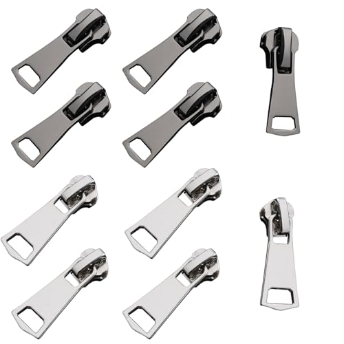 Reißverschluss Reparaturset 10 Stück, Reißverschluss Schieber für Metallreißverschlüsse, Fix Reißverschluss Zipper, für Jeans, Jacken,Rucksäcke und Mehr, Je 5 Stück in Schwarz und Silber(5#) Reißverschluss Reparaturset 10 Stück, Reißverschluss Schieber für Metallreißverschlüsse, Fix Reißverschluss Zipper, für Jeans, Jacken,Rucksäcke und Mehr, Je 5 Stück in Schwarz und Silber(5#) von FZSECRIU
