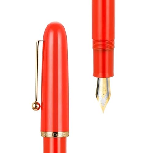 FZXCG Füllfederhalter, Acryl, transparent, Drehstift, EF/F/M, Schreibwaren, Büro, Schulbedarf, Schreibstifte, PK 9019 (Orangerot, 0,5) von FZXCG