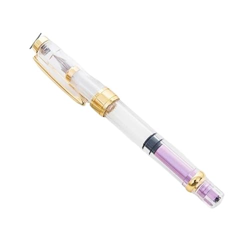 FZXCG Füllfederhalter, F-Feder, 0,5 mm, EF-Feder 0,38 mm, zur Auswahl, 1 Stück, transparente Farbtintenstifte zum Schreiben, Schule, Bürobedarf (goldener Clip, Rosa, F) von FZXCG