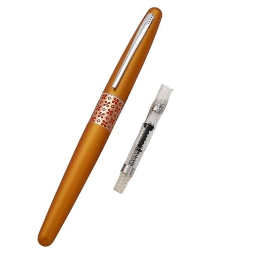 FZXCG Füllfederhalter, Metallstift, Edelstahlfeder, bunt zum Schreiben (Orange, M 0,5 mm) von FZXCG