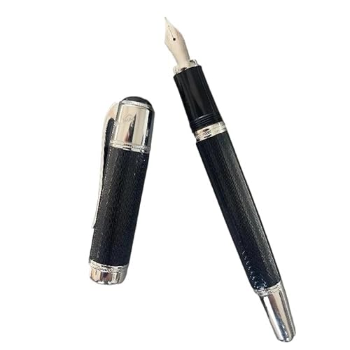 FZXCG Füllfederhalter, Tintenroller, Schreibwaren, Büro, schwerer Halter mit einzigartigem, glänzendem Schreibgeschenk, Ozeanblau, Grün, Rot, Schwarz (D, mit Ledertasche) von FZXCG