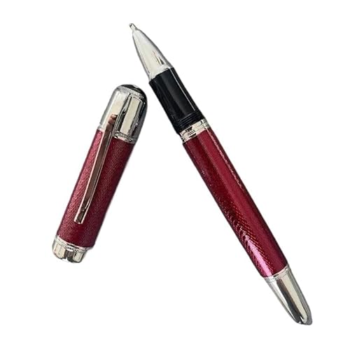 FZXCG Füllfederhalter, Tintenroller, Schreibwaren, Büro, schwerer Halter mit einzigartigem, glänzendem Schreibgeschenk, Ozeanblau, Grün, Rot, Schwarz (H, mit Ledertasche) von FZXCG