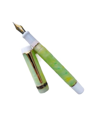 FZXCG Glatter Acryl-Füllfederhalter, EF/F-Feder, schönes Marmor-Bernstein-Muster, Tinte, Schreiben, Geschenk, Büro, Geschäft (Grün gemischt, M (0,8 mm) von FZXCG