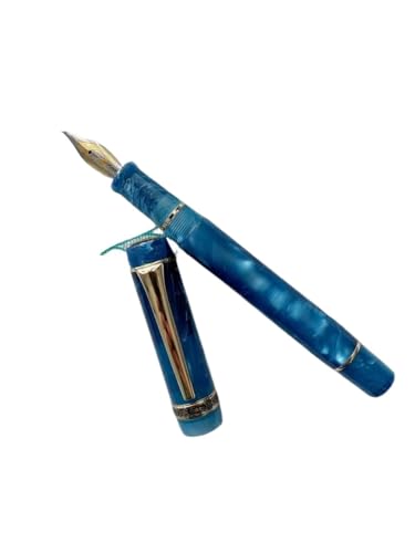 FZXCG Glatter Acryl-Füllfederhalter, EF/F-Feder, schönes Marmor-Bernstein-Muster, Tinte, Schreiben, Geschenk, Büro, Geschäft (Ozeanblau, F (0,5 mm) von FZXCG