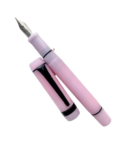 FZXCG Glatter Acryl-Füllfederhalter, EF/F-Feder, schönes Marmor-Bernstein-Muster, Tinte, Schreiben, Geschenk, Büro, Geschäft (rosa (schwarzer Clip), F (0,5 mm) von FZXCG