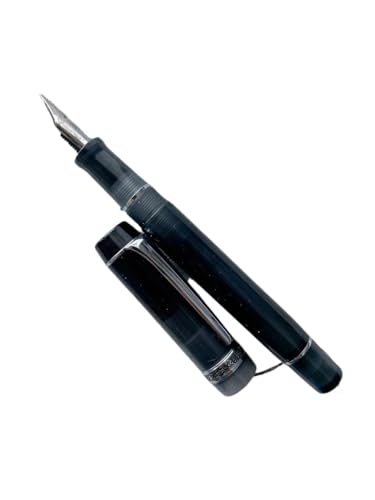 FZXCG Glatter Acryl-Füllfederhalter, EF/F-Feder, schönes Marmor-Bernstein-Muster, Tinte, Schreiben, Geschenk, Büro, Geschäft (transparentes Schwarz, M (0,8 mm) von FZXCG