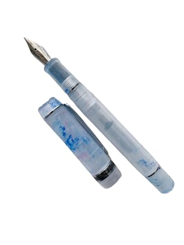 FZXCG Glatter Acryl-Füllfederhalter, EF/F-Feder, schönes Marmor-Bernstein-Muster, Tinte, Schreiben, Geschenk, Büro, Geschäft (transparentes Tlue, M (0,8 mm) von FZXCG